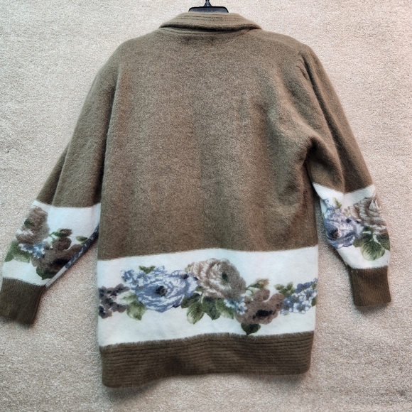 Vintage LS Collections Angora Wool Blend Cardigan Size 1X Floral - Picture 1 of 8